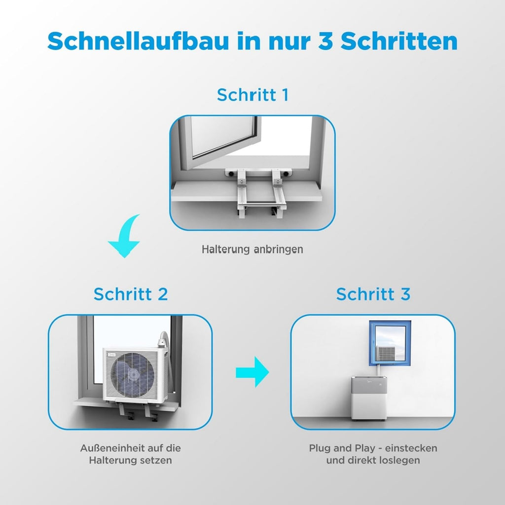 Midea Portasplit Cool Mobile Air Conditioner, Cooling Only, A++, 8000 BTU 2, 3 kW, for Rooms up to 28 m² / 70 m³, Only 38 dB(A) in Silent Mode