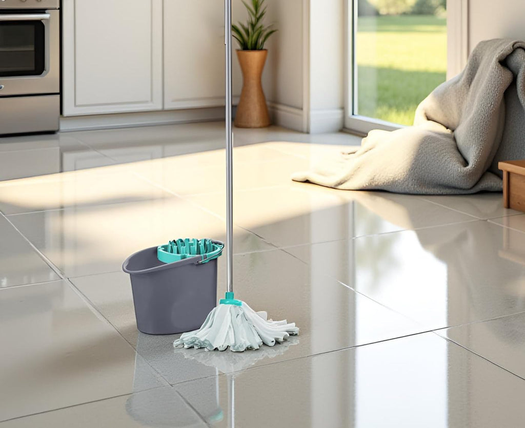 BH | Premium Quality Mop and Bucket Set | Heavy Duty | Mopping Stick and Bucket Cleaning Set | for Home, Kitchen, Patio Garden and Office Cleaning - By Best House