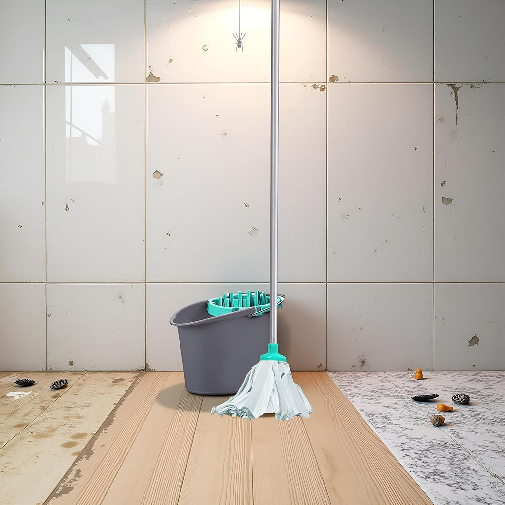 BH | Premium Quality Mop and Bucket Set | Heavy Duty | Mopping Stick and Bucket Cleaning Set | for Home, Kitchen, Patio Garden and Office Cleaning - By Best House