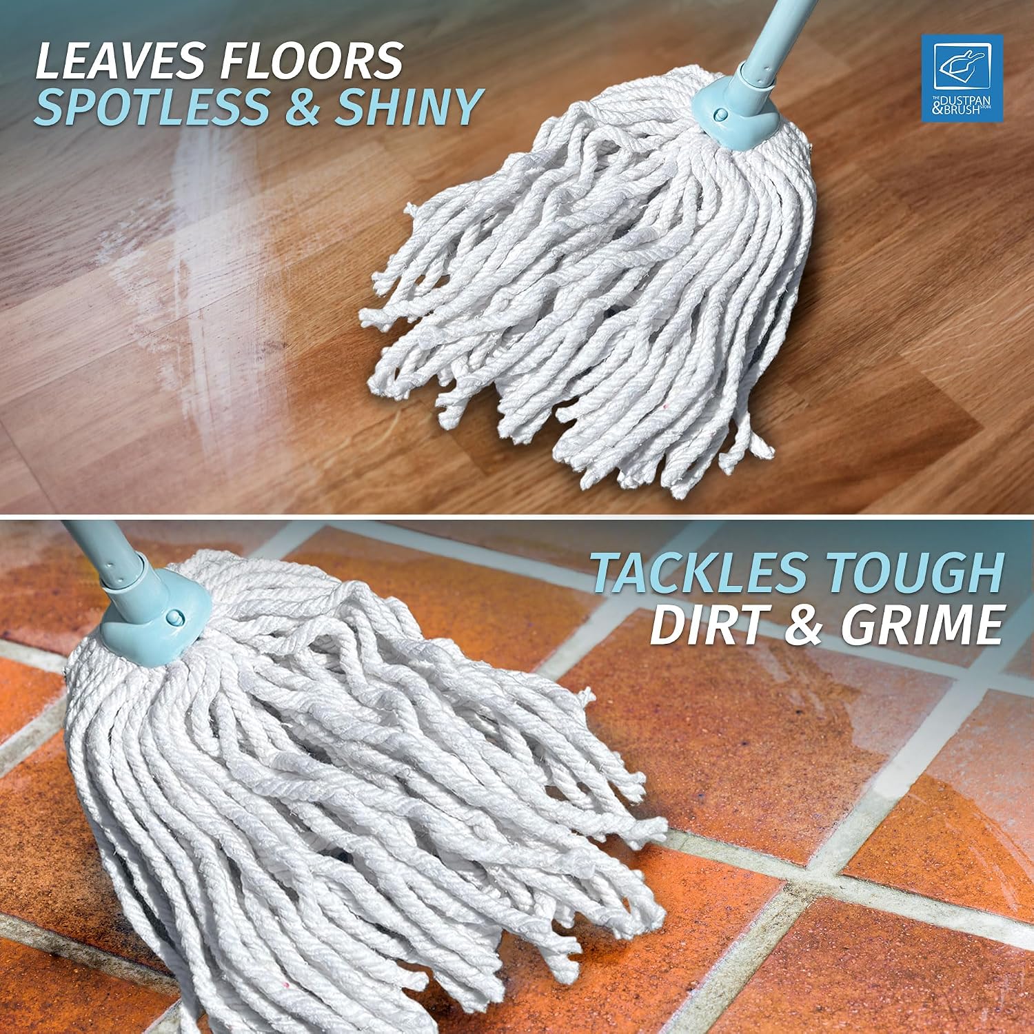 Floor Mop and Buckets Set Cotton String Mop & Bucket Set 13L Capacity Wringer, Cleaning Floors for Kitchen, Bathroom Home Cleaning - Duck Egg
