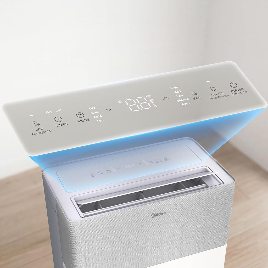 Midea Portasplit Cool Mobile Air Conditioner, Cooling Only, A++, 8000 BTU 2, 3 kW, for Rooms up to 28 m² / 70 m³, Only 38 dB(A) in Silent Mode