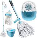 Floor Mop and Buckets Set Cotton String Mop & Bucket Set 13L Capacity Wringer, Cleaning Floors for Kitchen, Bathroom Home Cleaning - Duck Egg